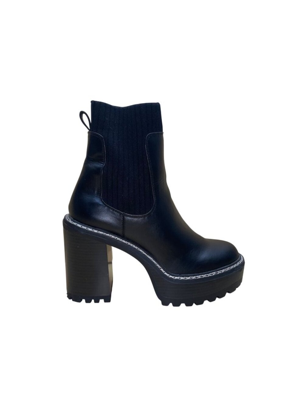 Madden Girl Women’s Black Platform Chunky Heel Slip-On Kaydin Boots Size 6M
